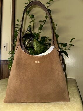 Coach Suede Tote in Tan